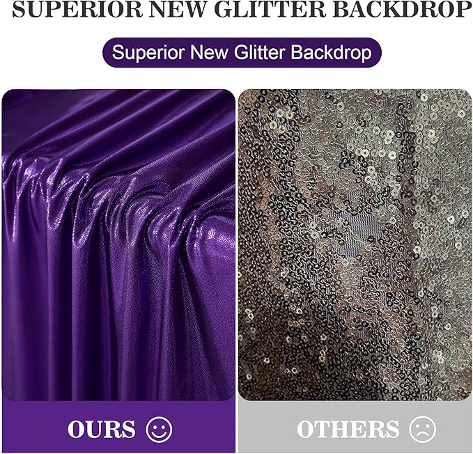 10x10ft Thick Purple Glitter Backdrop Curtain Panels for Parties, Wrinkle Free Sequin Sparking Photo Backdrop Drapes, 2 Panels 5x10ft Shimmer Back Drop Cloth for Wedding Birthday Photography