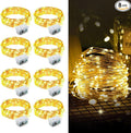 Aogist Led Fairy Lights 3 Modes Battery Operated String Lights Waterproof Silver Wire 7 Feet Firefly Starry Moon Mason Jar Lights for DIY Wedding Party Christmas (Warm White, 8 Pack)