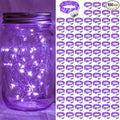 100 Pack Purple Fairy Lights 7Ft 20 LED Twinkle String Lights 3 Modes Battery Operated Waterproof Firefly Starry for Mason Jar Party Wedding Christmas Valentines Day Table Centerpieces