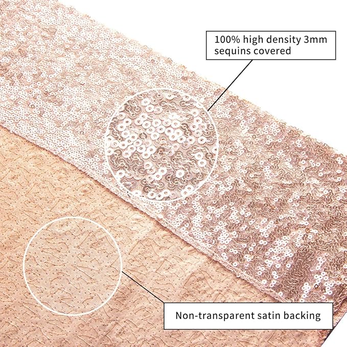 Poise3EHome 8Ft x 10Ft Rose Gold Sequin Backdrop, Glitter Thick Satin Sequin Background Drapes,Sequence Xmas Thanksgiving Backdrop for Wedding Party Holiday Festival Decor