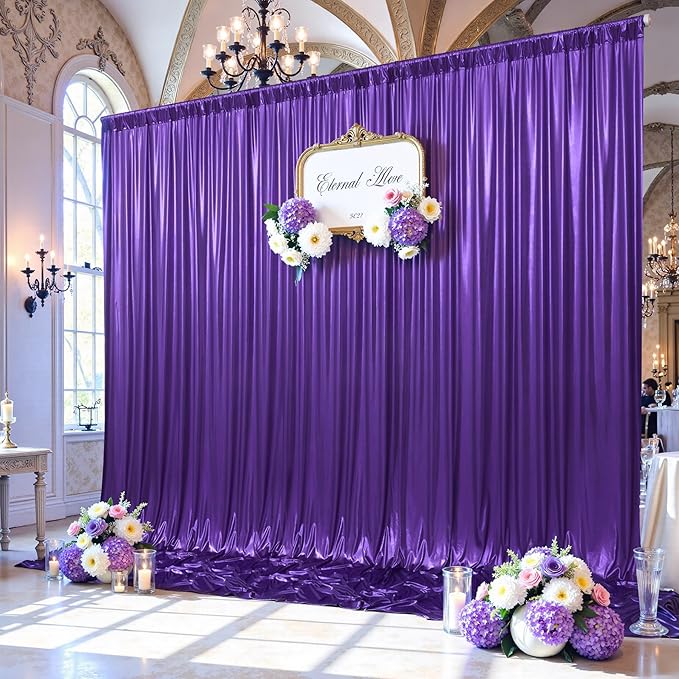 20ftx10ft Purple Sequin Backdrop Curtain Panels for Parties, 4 Panels Wrinkle Free Glitter Photo Backdrop Drapes Shimmer Back Drop Cloth for Wedding Birthday Christmas Photography Background