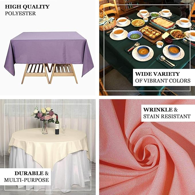 Efavormart 70" Premium Square Polyester Tablecloth for Wedding Kitchen Dining Events - Orange