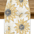 Chrysanthemum Vintage Floral Table Runner, Elegant Grunge Orange Sunflower Spring Summer Elegant Pattern Artichokes Flower Table Runner for Party Kitchen Dining Living Room Decor, 13x60 Inch