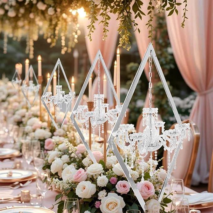 European Wedding Romantic Candlestick 45 "Table top Candlestick Metal Candlestick Table for Wedding Party Activities in The Center of The Room (Silver, 4PCS)