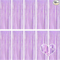 10 Pack Purple Foil Curtain Backdrop 3.2ft x 8.2ft Macaron Tinsel Foil Fringe Curtains Streamer Photo Booth Backdrop for Birthday Party Baby Shower Engagement Wedding Holiday Decor (Macaron Purple)
