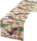Peacock Table Runner,Spring Floral Peacock Birds Table Runner for Home Kitchen Dining Party Indoor Outdoor Decoration 13x70 Inch