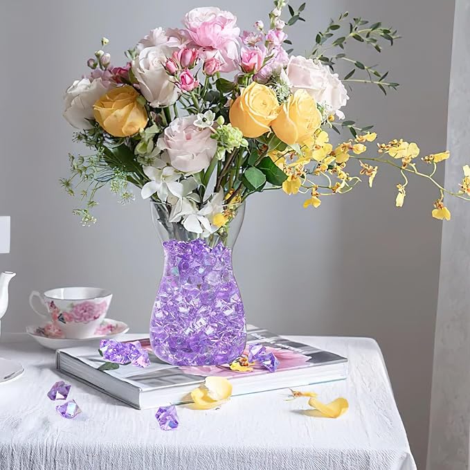 DomeStar 150PCS Purple Fake Ice, Fake Diamonds Sparkling Plastic Gems Vase Fillers for Centerpieces Wedding Party Decoration Table Scatter Display