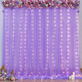 5x8ft (2 pieces) Lavender Tulle Backdrop Curtains with Lights for Party Wedding Baby Shower, Sheer Drape Backdrop Curtains for Birthday Party Photo Booth Background Decoration