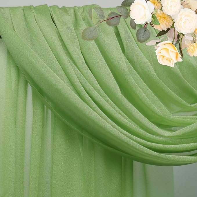 Wokceer Wedding Arch Draping Fabric 2 Panels 28.7" x 20FT Sage Green Drapes Sheer Fabric Backdrop Arch Draping Fabric for Wedding Ceremony Birthday Party Bridal Shower Decoration