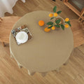 NLMUVW Round Linen Tablecloth 36 Inch, Small Tan Table Cloth Farmhouse Water Resistant Decorative Rustic Table Cover for Dining Kitchen Cafe Party