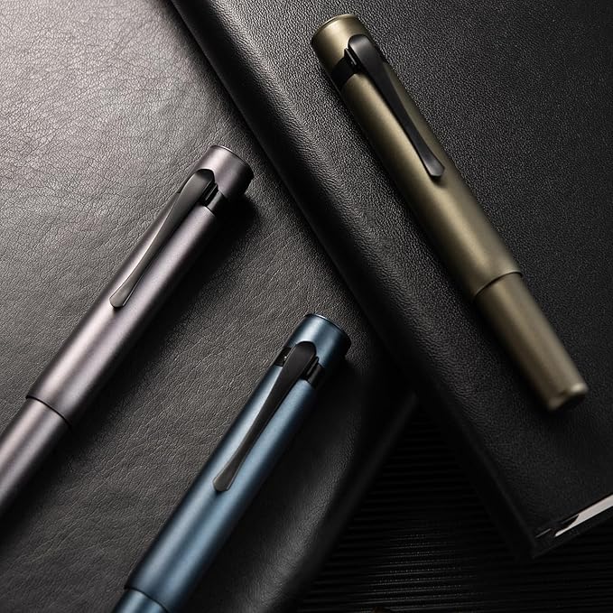 Hongdian M2 Black Forest Mini Fountain Pen, Long Blade Nib & Sleek Shape Aluminium Short Pocket Travel Pen (Space Gray)