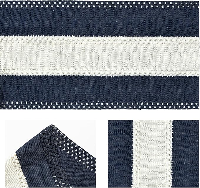 Artoid Mode Dark Blue Farmhouse Rustic Table Runner, Seasonal Hollow Kitchen Dining Table Decoration for Home Party Decor 12x108 Inch