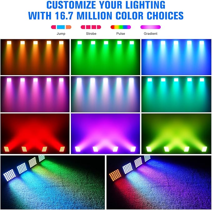 Rechargeable Par Can Lights, 72W RGB 5200mAh Uplights Battery Powered Stage Light, Wireless DJ Lights Sound Activated with Remote & DMX Control for Festivals, Weddings, Bars, Churches, DJ (2 Packs)