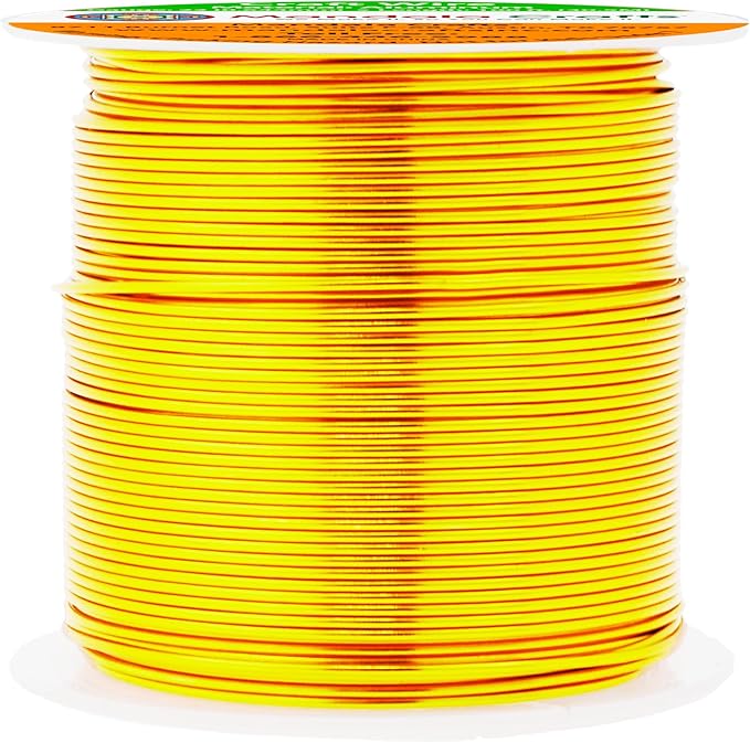 Mandala Crafts 22 Gauge Anodized Aluminum Craft Wire for Jewelry Making - 100 FT Colored Flexible Light Gold Tone Wire - Bendable for Bonsai Armature Crafting Sculpting