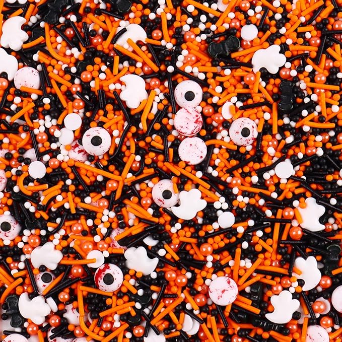 Halloween Sprinkles for Cake Decorating 7ounce Edible Bloody Candy Eyeball for Party, Ghosts Bats Sugar Pearl Sprinkles for Cupcake Toppers, Cookie, Ice Cream Decorations Celebrations