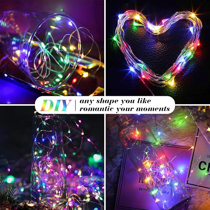 ZGWJ 8 Pack Fairy Lights Battery Operated, 7ft 20 Mini LED Fairy String Lights Silver Wire 3 Modes for DIY, Parties, Wedding, Bedroom, Halloween Christmas Decoration Multicolor