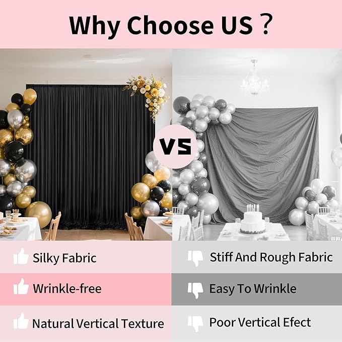 30x10ft Backdrop Curtains for Parties, 6 Panels 5x10ft Curtains Photography Drapes Rod Pocket Curtain Backdrop for Birthday Wedding Baby Shower Home Decor