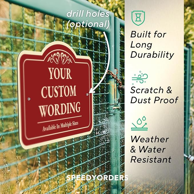Custom Decorative Outdoor Metal & Aluminum Signs, Personalized Driveway Signs, Waterproof USA Made, Design 1 Red Brick 18x12