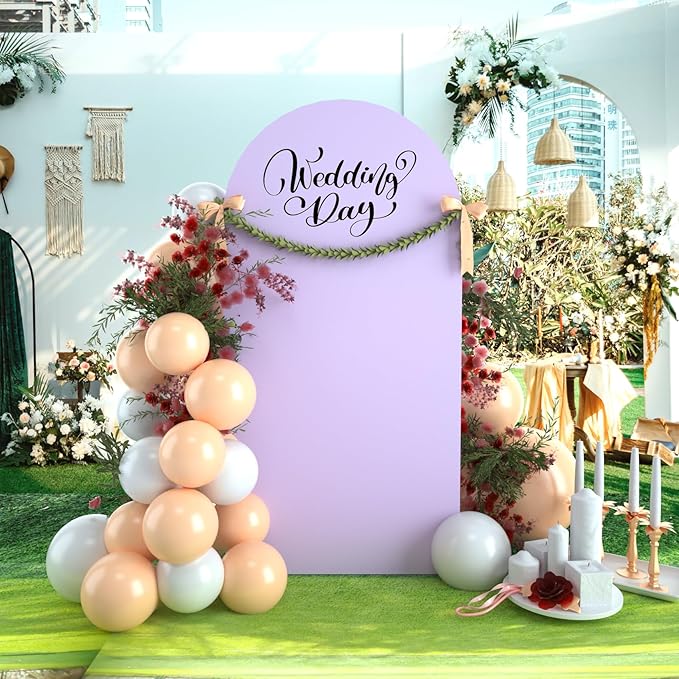 bricia Wedding Arch Backdrop Stand Cover, 6FT Double Sided Stretchy Arch Cover Fitted Wedding Birthday Party Banquet Decoration (Lavender 72''Lx31.2''W)