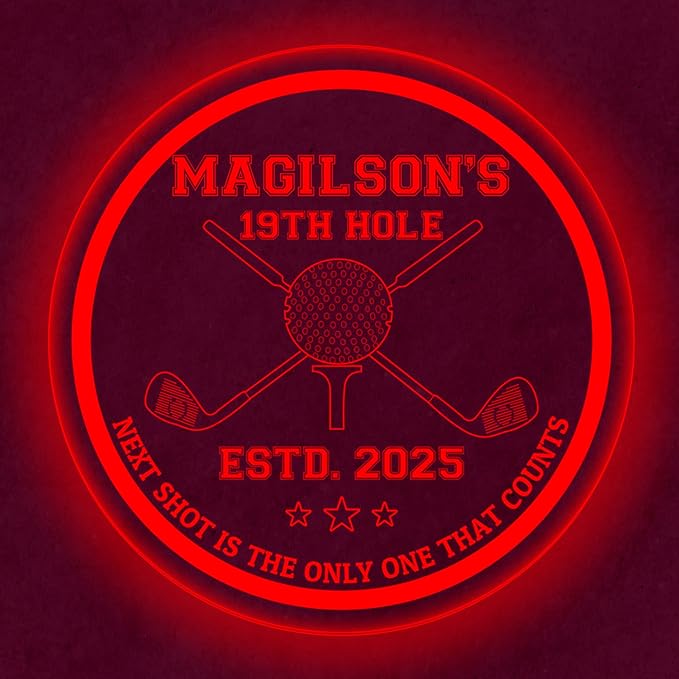 Custom Golf LED Bar Sign – Personalized Color Changing Acrylic Wall Decor for Home Bar, Man Cave, Game Room, or Patio (Golf Bar, 20 INCHES)