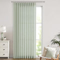 Vision Home Light Green Pinch Pleated Semi Sheer Curtains Textured Linen Blended Light Filtering Window Curtains 112 inch for Living Room Bedroom Patio Pinch Pleat Drapes with Hooks 1 Panel 60"Wx112"L