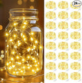 btfarm 24 Pack Fairy Lights Battery Operated, 7FT 20 LED Mini String Lights Waterproof Silver Wire for Mason Jars Centerpiece Table Crafts Bedroom Christmas Decoration, Warm White