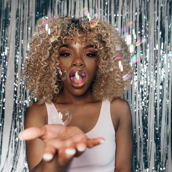 5 Pack Silver Fringe Backdrop 3.2ft x 8.2ft Silver Foil Fringe Curtains Party Tinsel Curtain Backdrop Streamers for Birthday Party Decoration Wedding Christmas Decoration (Silver)