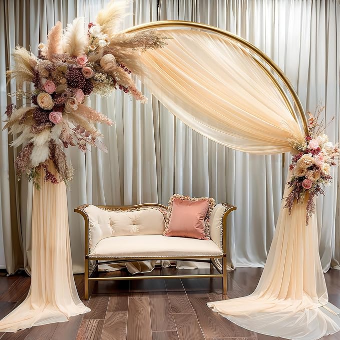 Champagne Wedding Arch Draping Fabric 1 Panel 30'' x 20FT Champagne Drapes Sheer Fabric Backdrop Arch Draping Fabrics for Wedding Ceremony Birthday Party Bridal Shower Decoration