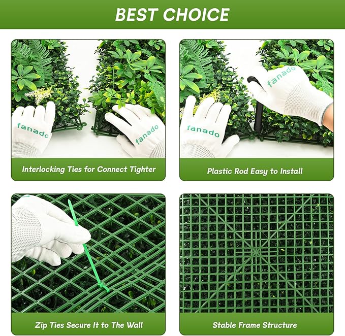 Artificial Grass Wall Panels 20"x20"(6pcs), Hedge Green Wall Decor Backdrop, UV-Anti Fake Greenery Plant Wall Boxwood Panels for Privacy Fence Screen Outdoor Indoor Wedding Garden Backyard