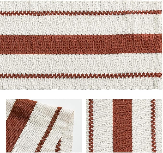 Artoid Mode Caramel Farmhouse Woven Rustic Table Runner, Seasonal Holiday Hollow Kitchen Dining Table Decoration for Home Party Decor 12x72 Inch