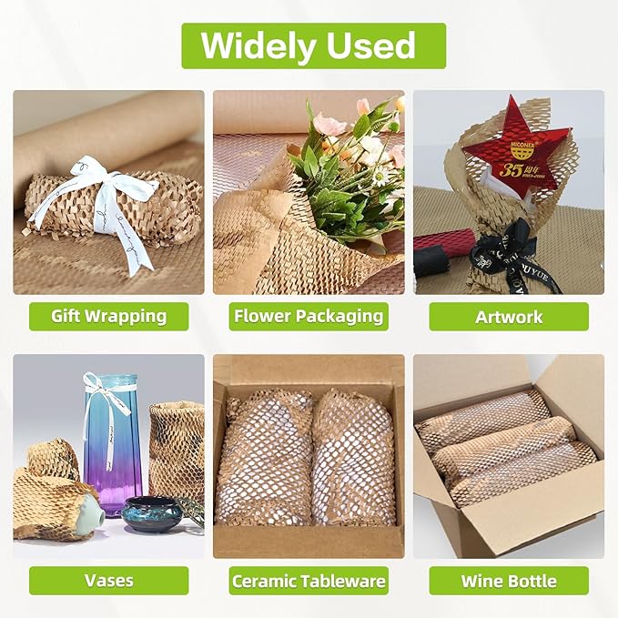 Honeycomb Packing Paper 20" x 420' Recyclable Cushion Packing Paper Expanding Honeycomb Packing Paper Wrap Roll Eco Friendly for Moving Shipping Gift Packaging Breakables-Brown