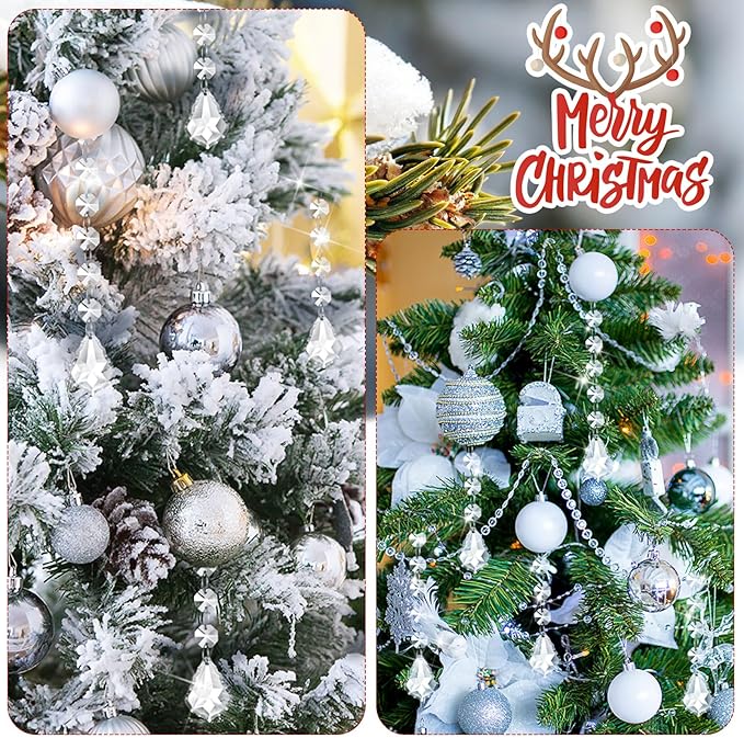 Nuenen 100 Pcs Acrylic Hanging Crystals for Centerpieces Chandelier Clear Crystal Garland Strands Ornament Acrylic Clear Beads Prisms Pendant for Christmas Tree Window Home Decoration(Maple Leaf)