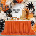 Terracotta 6ft Chiffon Table Skirt for Rectangle Tables or Round Tables Sheer Tablecloth for Halloween Birthday Party Wedding Baby Shower Cake Dessert Decor