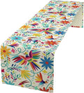 Mexican Table Runner,Boho Colorful Nature Inspired Flowers and Birds Table Cloth Kitchen Dining Table Home Party Decoration 13x72 Inch