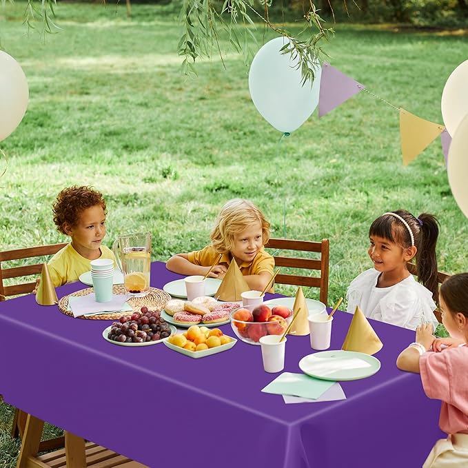 QZYL 12 PCS Purple Plastic Tablecloths, 54 in x 108 in Dinner Table Cloths, Rectangle Table Cover for Birthday Party Family Gathering Wedding