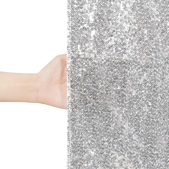 Eternal Beauty Silver Thick Sequin Backdrop, 10x10 Ft Glitter Background Curtains for Shimmer Photography Party Wedding Birthday Back Drop Decor