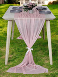 MDS 15 Pack 10ft Chiffon Table Runner 29 x 120 Inches Sheer Wedding Runner Romantic Rustic Table Runner for Wedding Decorations, Birthday Parties, Bridal Shower Party Arch Decor - Blush Pink