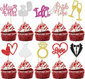 30 PCS He Asked She Said Yes Cupcake Toppers Glitter Engagement Cupcake Toppers Miss to Mrs I Do Love Heart Ring Miss to Mrs Cupcake Picks for Wedding Engagement Party Cake Decorations Supplies Multi