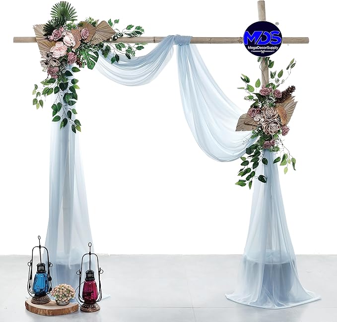 MDS Halloween Chiffon Draping Fabric - 2 Panel, 30" Wide x 50ft Long - Sheer Spooky Arbor & Canopy Drapery for Haunted House Backdrops, Party Ceilings, DIY Costumes & Themed Events - Baby Blue