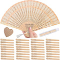 100pcs Personalized Wedding Fans for Guests - Custom Wooden Hand Fans with Names/Dates - Bulk Wedding Favors for Bridal Shower, Baby Shower & Parties (Wood, 100pcs)