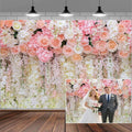 10x8ft Pink Rose Flower Wedding Photography Backdrop Spring Floral Photography Backdrop Valentine's Day Mother's Day Girl Birthday Baby Shower Wedding Bridal Party Banner Photo Booth Props Background