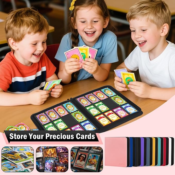 12 Pocket Card Binder, Zipper Trading Card Binder, 720 Large Capacity Side Loading Non-Ring Card Album, Double Sided Acid-Free Card Protector Binder, Card Collection for TCG, MTG, Sport Card, Pink
