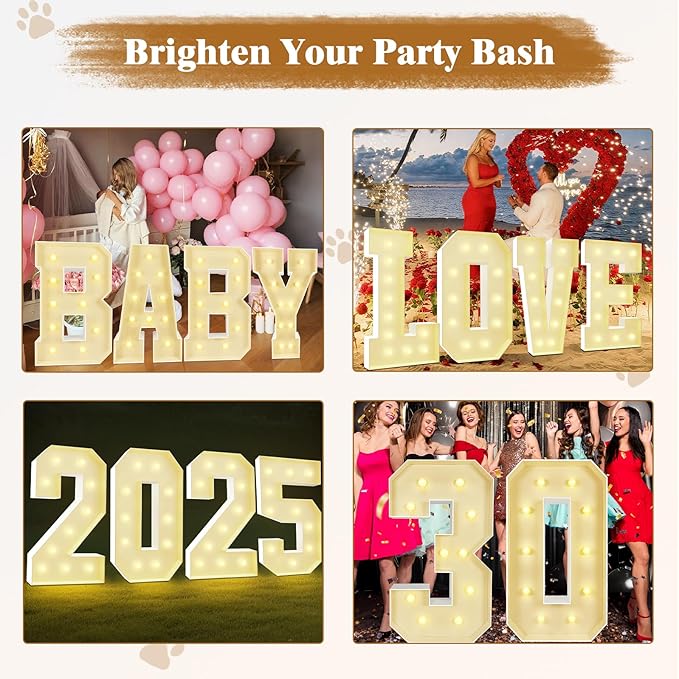 Marquee Light Up Letters: 4FT Large Decorative Signs for Party Decorations Baby Shower Birthday Wedding Engagement Anniversary, 4 Feet Tall Pre-Cut DIY Foamboard Letter L - Easy to Assemble