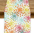 Mid Century Flower Table Runner, Colorful Geometric Abstract Chrysanthemum Vintage Farmhouse Decorations Orange Yellow Gray Table Runner for Kitchen Dining Holiday Party Decor, 13x108 Inch