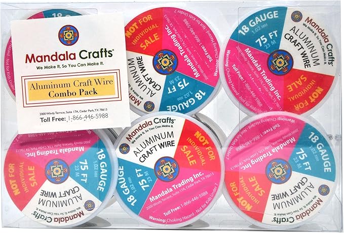 Mandala Crafts 18 Gauge Anodized Aluminum Craft Wire for Jewelry Making - 450 FT Colored Flexible Silver Copper Tone Wire - Bendable for Bonsai Armature Crafting Sculpting