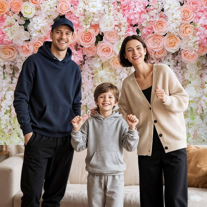 6x6ft Pink Rose Flower Wedding Photography Backdrop Spring Floral Photography Backdrop Valentine's Day Mother's Day Girl Birthday Baby Shower Wedding Bridal Party Banner Photo Booth Props Background