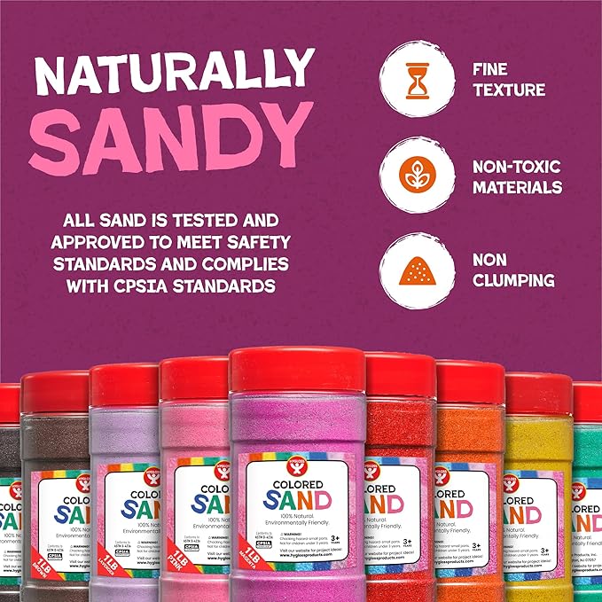 Hygloss Colored Sand for Crafts – 3 lb Bottle, Pink – Vibrant Colorful Fine Sensory Play Sand Art Kits for Kids – Classroom Activities for Children 3 4 5 6 7 8 9 10 11 12 – Safe for Ages 3+