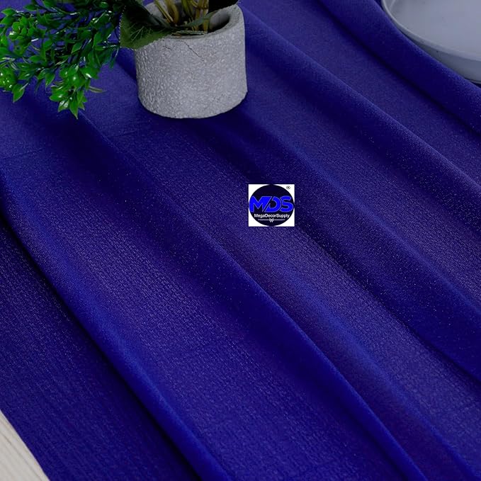 MDS 15 Pack 10ft Chiffon Table Runner 29 x 120 Inches Sheer Wedding Runner Romantic Rustic Table Runner for Wedding Decorations, Birthday Parties, Bridal Shower Party Arch Decor - Royal Blue