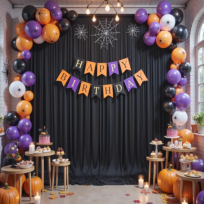 50×14ft Wrinkle Free Black Backdrop Curtain for Parties Wedding,10 Panels 5×14ft Height Soft Silky Polyester Photo Backdrop Drapes for Birthday Graduation Photography Stage Event Background Cloth