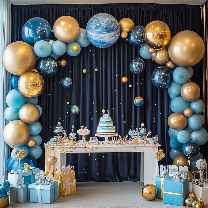20ftx14FT Wrinkle Free Navy Blue Backdrop Curtain, 4 Panels 14FT Height Navy Blue Wedding Backdrop Drapes, Silky Polyester Back Drop Cloth for Birthday Photography Background Party Backdrop Draping